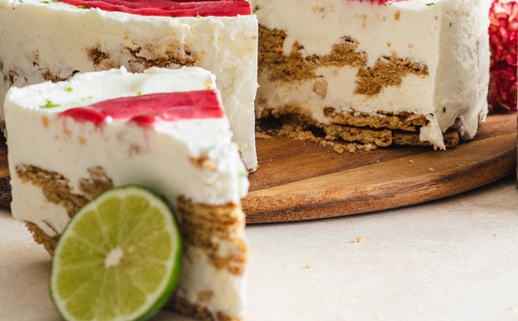 Key Lime Pie Icebox Cake with Raspberry Coulis